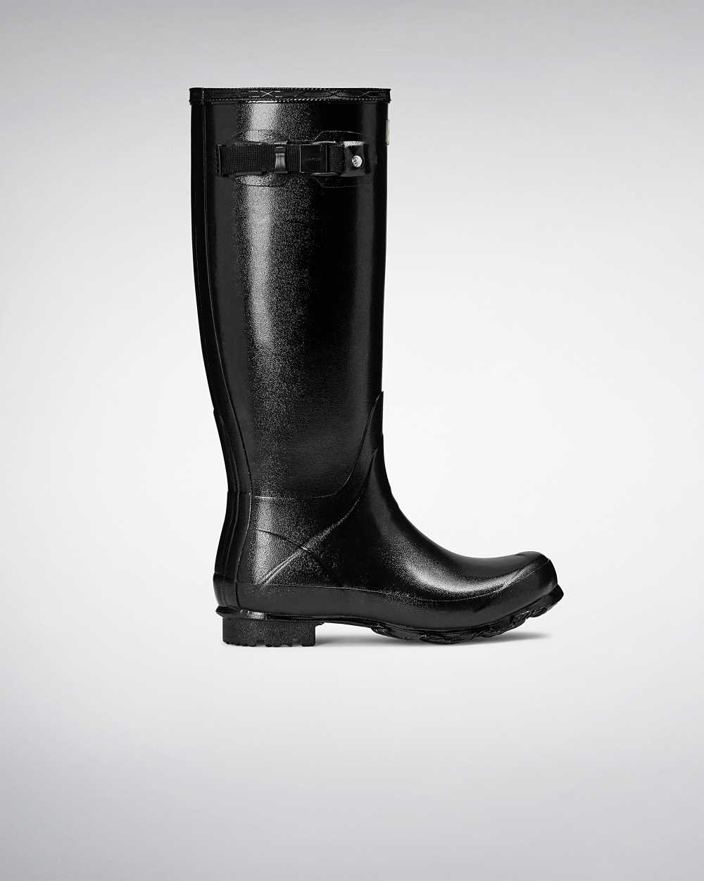 Botas De Agua Mujer - Hunter Norris Field Gloss Negro - KYHXCJ-205 - Negro